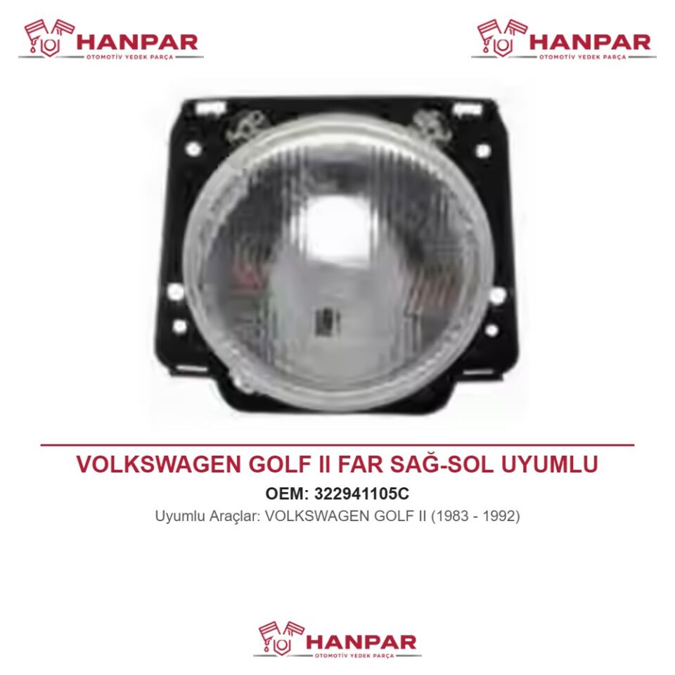 VOLKSWAGEN GOLF II FAR SAĞ-SOL UYUMLU (1983-1992)