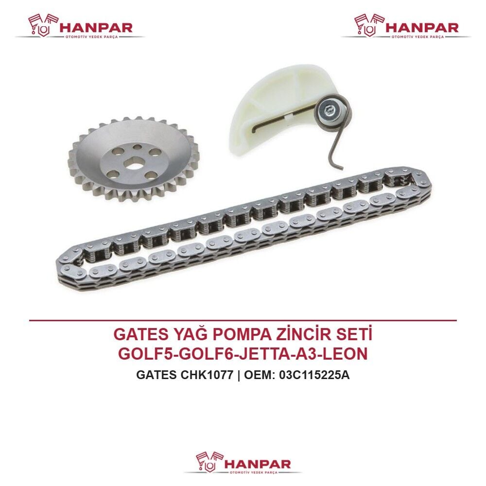 GATES YAĞ POMPA ZİNCİR SETİ GOLF5-GOLF6-JETTA-A3-LEON BAG-BLF-BLP-CAXA-CAVA 1,4 TSI-1,6 FSI 04- ZİNCİR + PALET + DİŞLİ