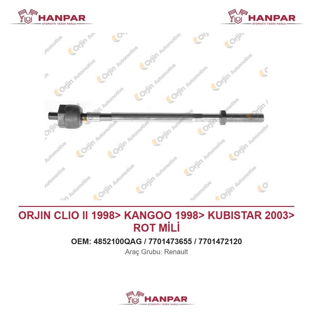 ORJIN CLIO II 1998> KANGOO 1998> KUBISTAR 2003> ROT MİLİ