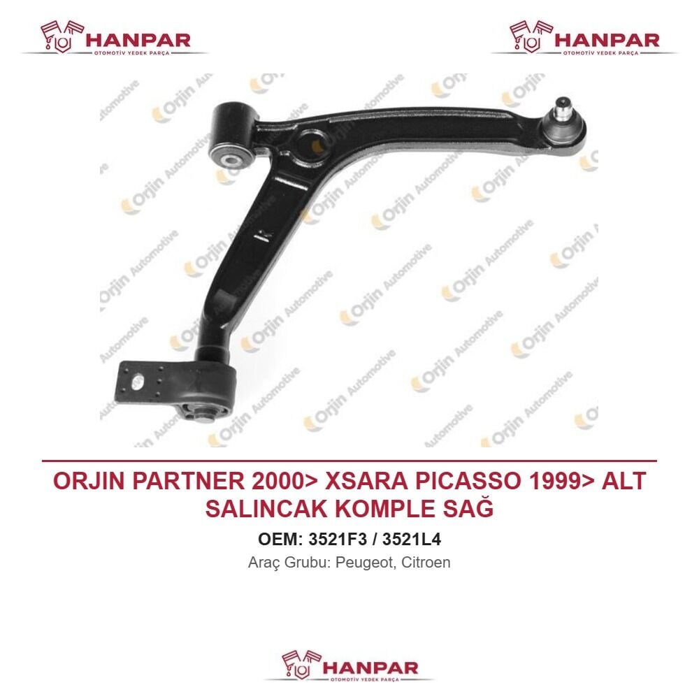 ORJIN PARTNER 2000> XSARA PICASSO 1999> ALT SALINCAK KOMPLE SAĞ