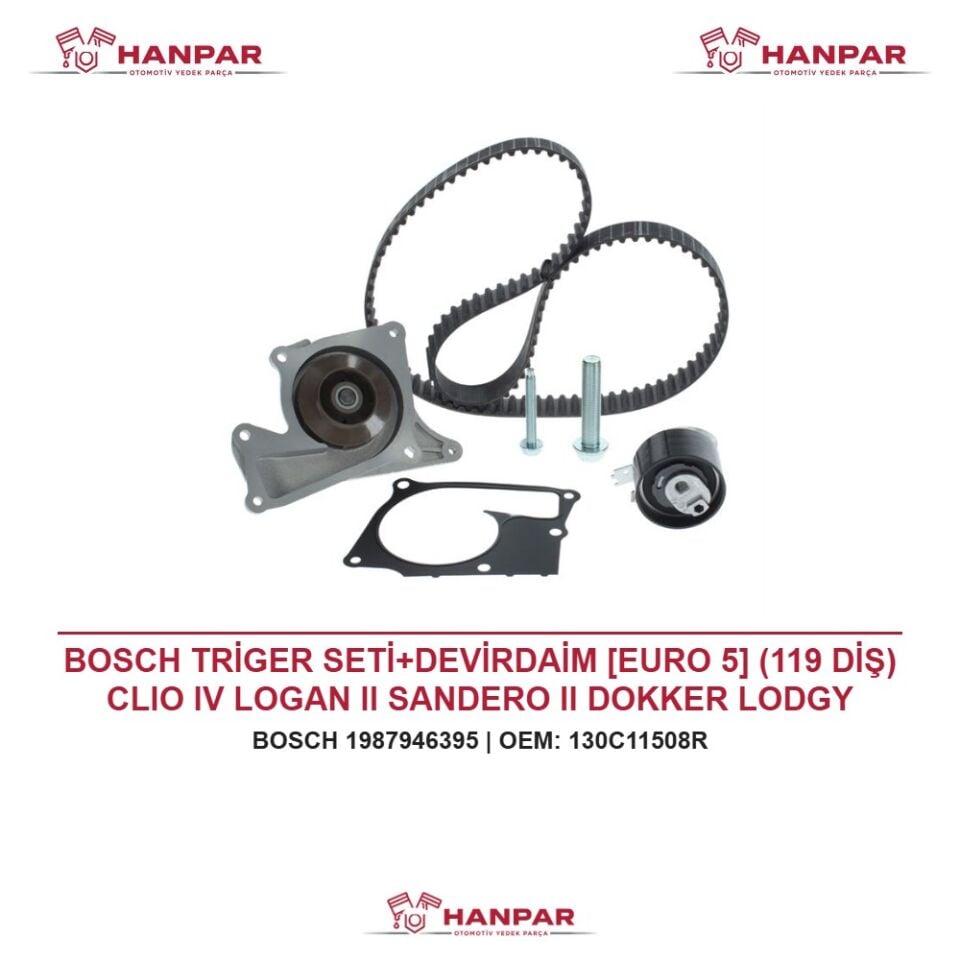 BOSCH TRİGER SETİ+DEVİRDAİM [EURO 5] (119 DİŞ) CLIO IV LOGAN II SANDERO II DOKKER LODGY KANGO III MEGANE III-IV FLUENCE MERCEDES CITAN QASHQAI JUKE NOTE 1.5 DCI 12-