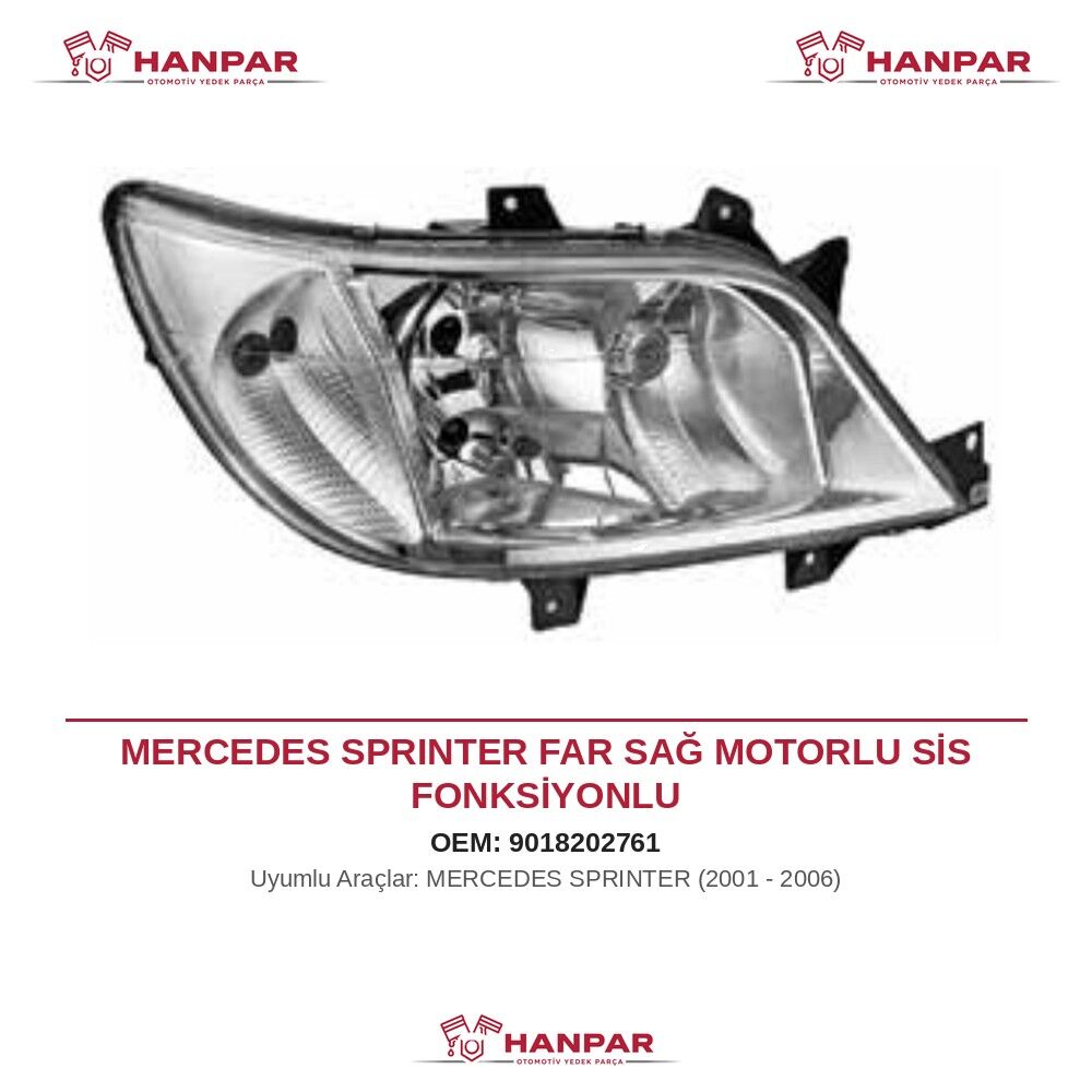 MERCEDES SPRINTER FAR SAĞ MOTORLU SİS FONKSİYONLU (2001-2006)