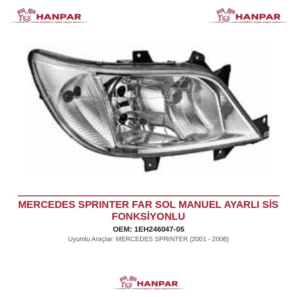 MERCEDES SPRINTER FAR SOL MANUEL AYARLI SİS FONKSİYONLU (2001-2006)