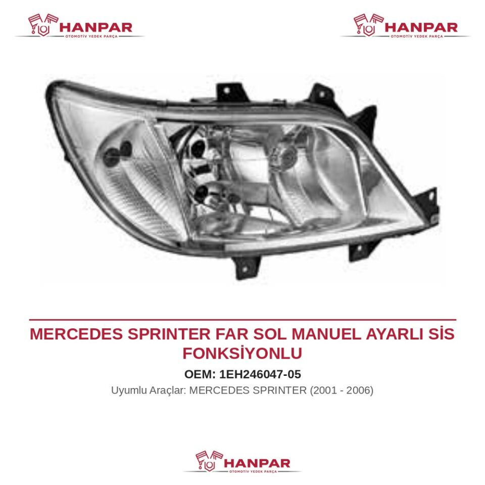 MERCEDES SPRINTER FAR SOL MANUEL AYARLI SİS FONKSİYONLU (2001-2006)