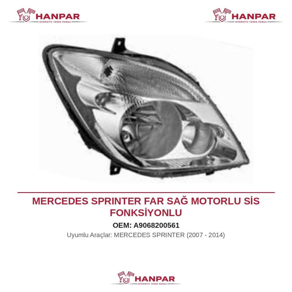 MERCEDES SPRINTER FAR SAĞ MOTORLU SİS FONKSİYONLU (2007-2014)