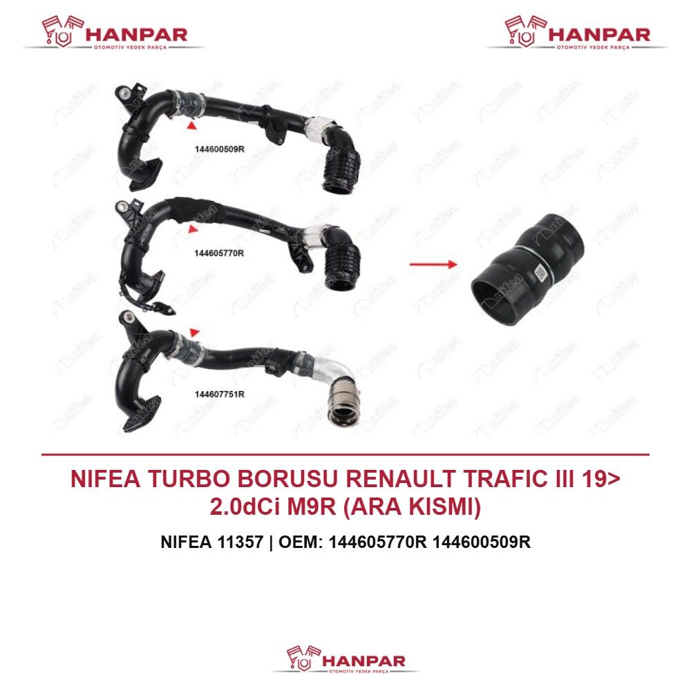 NIFEA TURBO BORUSU RENAULT TRAFIC III 19> 2.0dCi M9R (ARA KISMI)