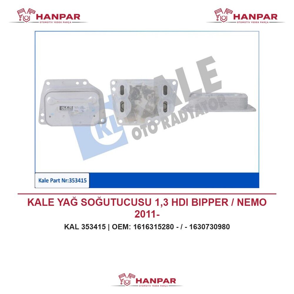 KALE YAĞ SOĞUTUCUSU 1,3 HDI BIPPER / NEMO 2011-