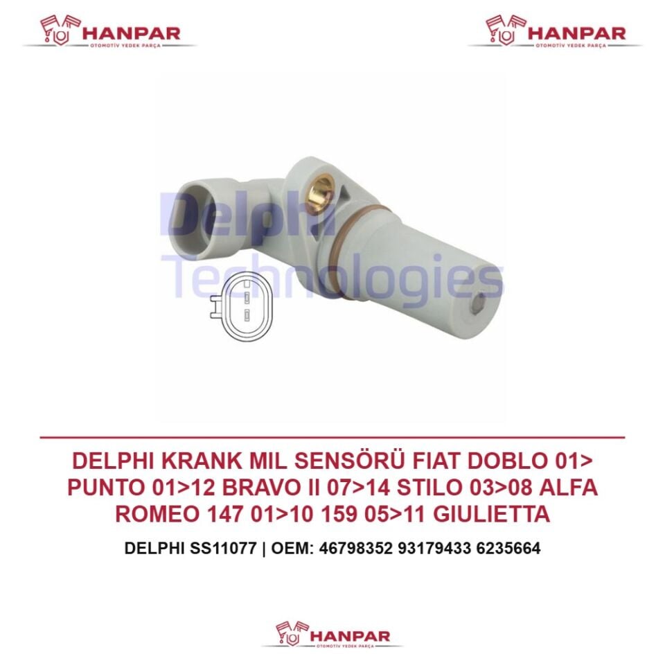 DELPHI KRANK MIL SENSÖRÜ FIAT DOBLO 01> PUNTO 01>12 BRAVO II 07>14 STILO 03>08 ALFA ROMEO 147 01>10 159 05>11 GIULIETTA