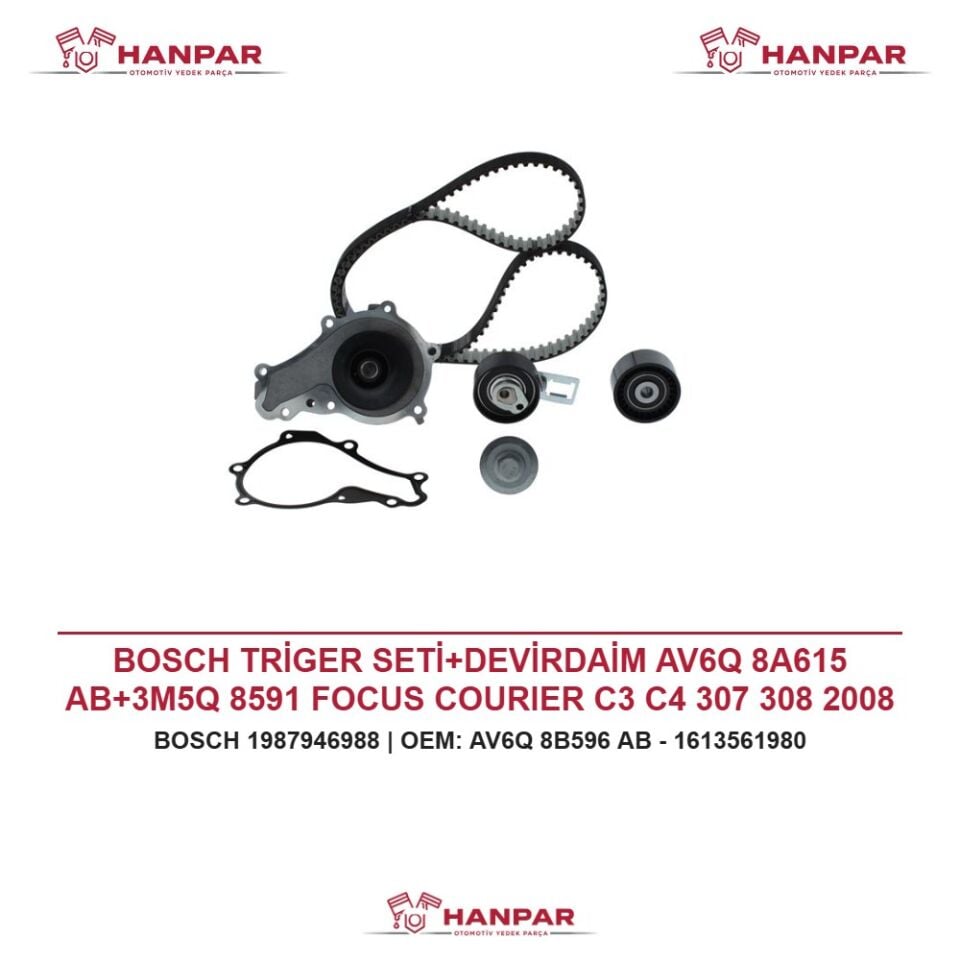 BOSCH TRİGER SETİ+DEVİRDAİM AV6Q 8A615 AB+3M5Q 8591 FOCUS COURIER C3 C4 307 308 2008 3008 BERLINGO S40 S60 1.5 1.6 TDCI HDI 11-
