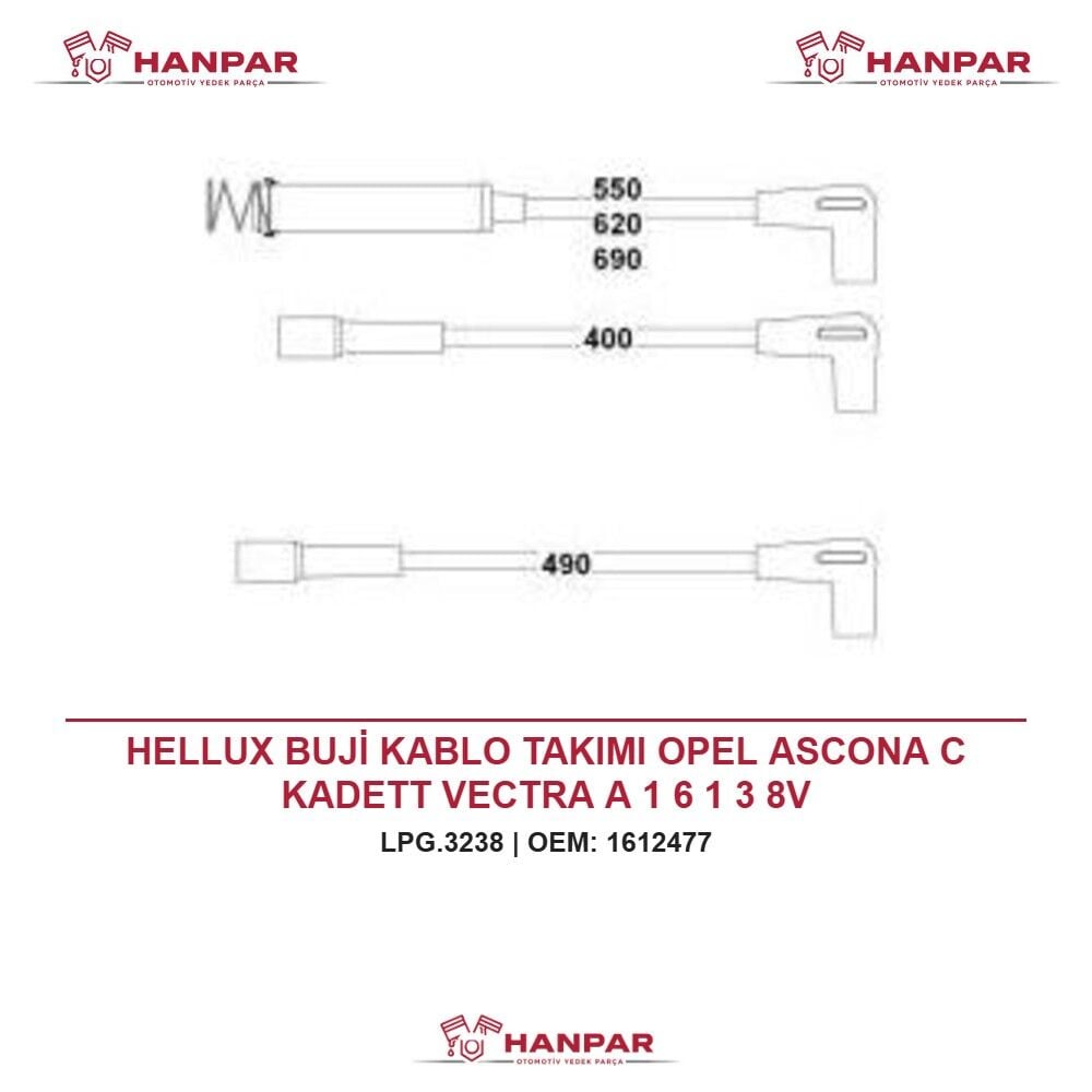 HELLUX BUJİ KABLO TAKIMI OPEL ASCONA C KADETT VECTRA A 1 6 1 3 8V