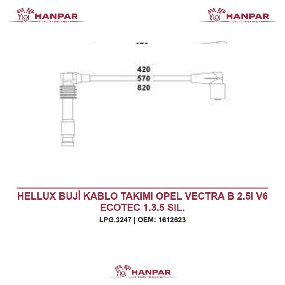 HELLUX BUJİ KABLO TAKIMI OPEL VECTRA B 2.5I V6 ECOTEC 1.3.5 SIL.
