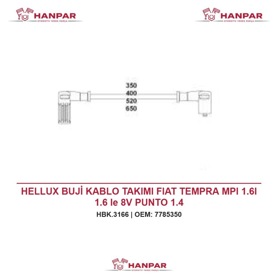HELLUX BUJİ KABLO TAKIMI FIAT TEMPRA MPI 1.6I 1.6 Ie 8V PUNTO 1.4