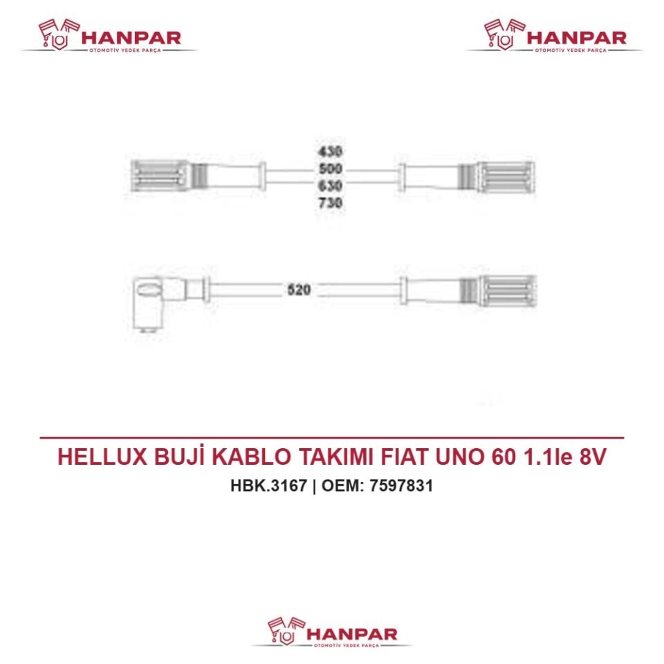 HELLUX BUJİ KABLO TAKIMI FIAT UNO 60 1.1Ie 8V
