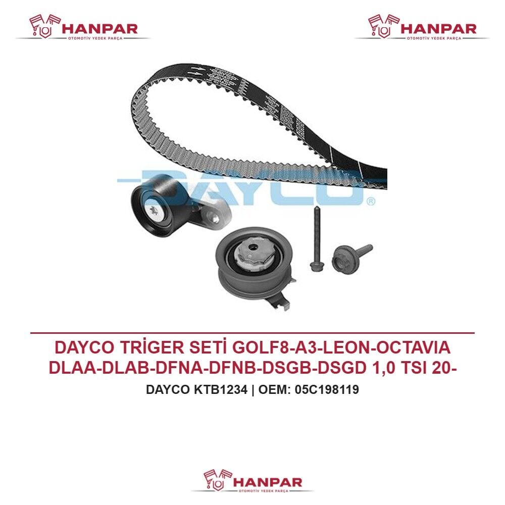 DAYCO TRİGER SETİ GOLF8-A3-LEON-OCTAVIA DLAA-DLAB-DFNA-DFNB-DSGB-DSGD 1,0 TSI 20-