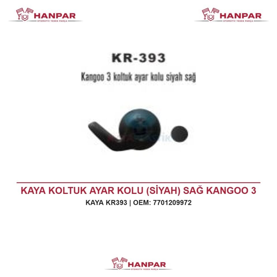 KAYA KOLTUK AYAR KOLU (SİYAH) SAĞ KANGOO 3