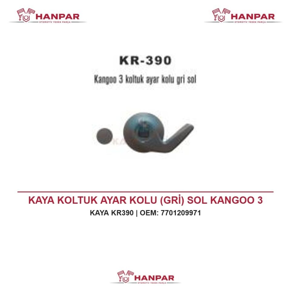 KAYA KOLTUK AYAR KOLU (GRİ) SOL KANGOO 3