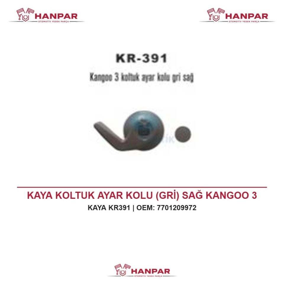KAYA KOLTUK AYAR KOLU (GRİ) SAĞ KANGOO 3
