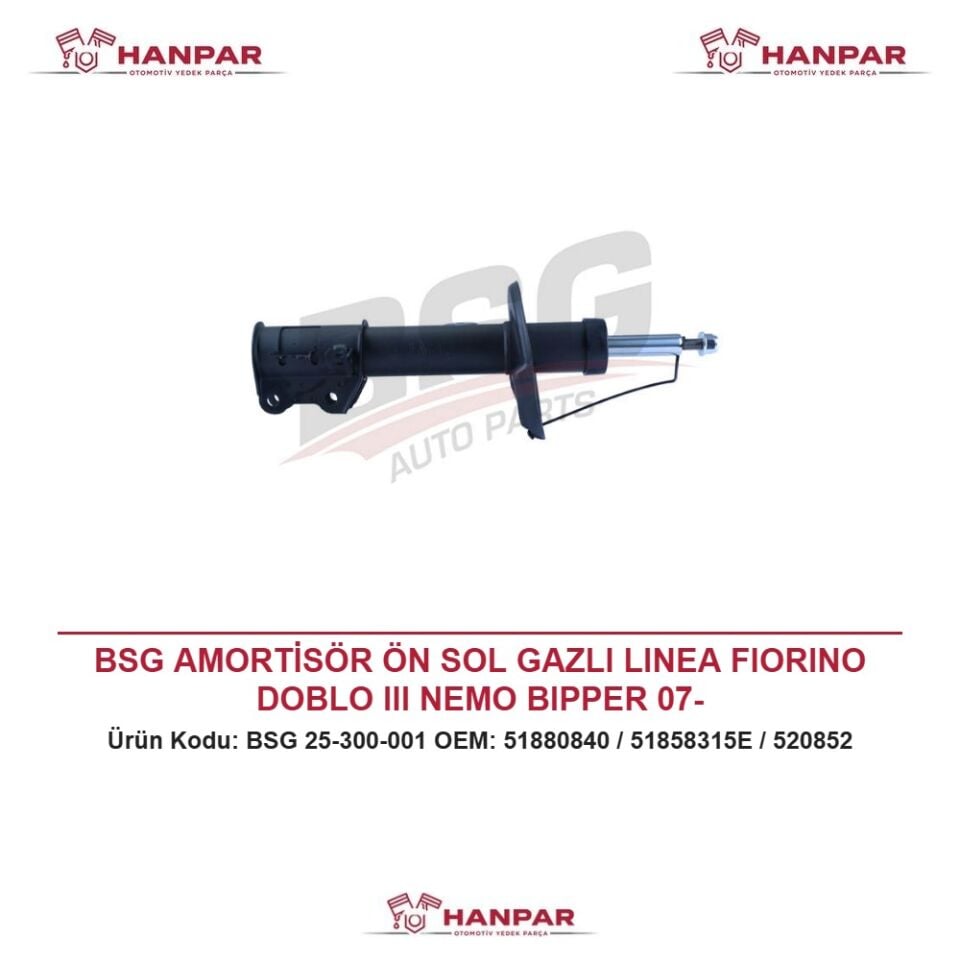 BSG AMORTİSÖR ÖN SOL GAZLI LINEA FIORINO DOBLO III NEMO BIPPER 07-