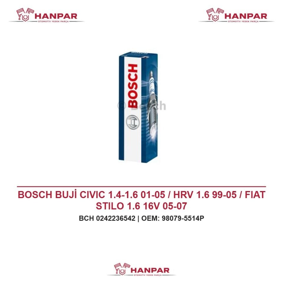BOSCH BUJİ CIVIC 1.4-1.6 01-05 / HRV 1.6 99-05 / FIAT STILO 1.6 16V 05-07