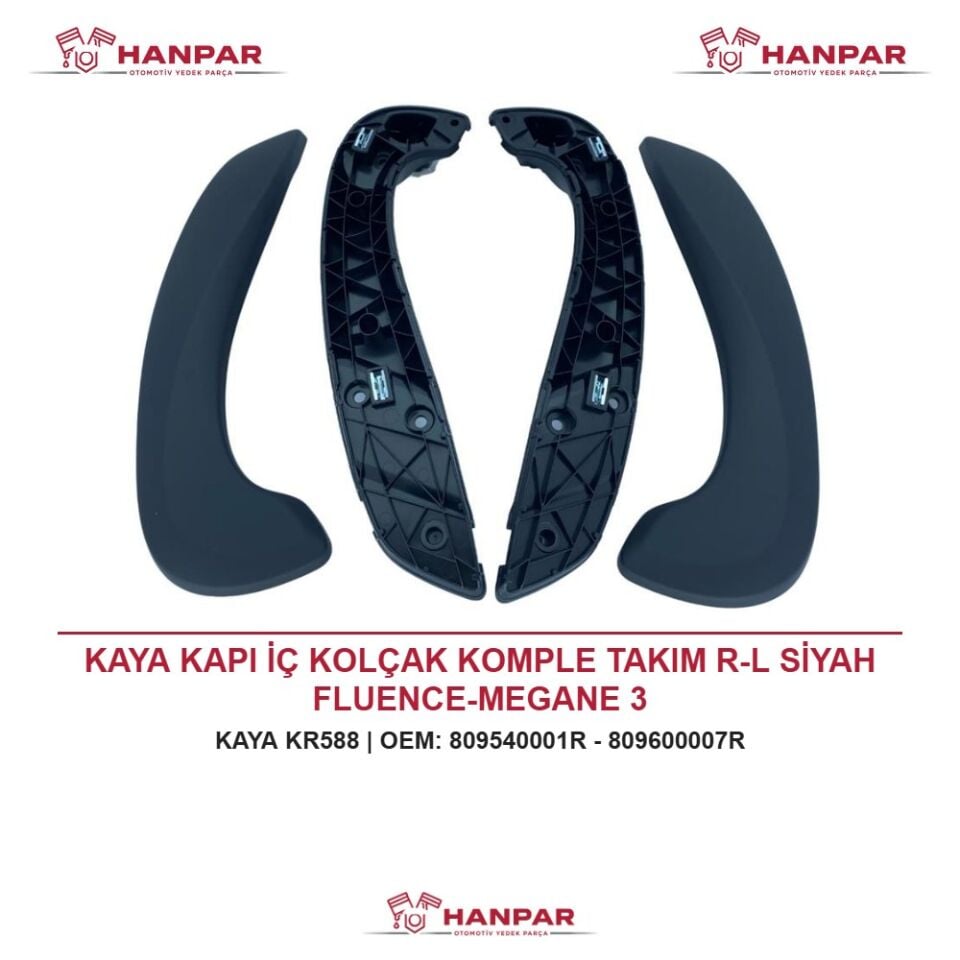 KAYA KAPI İÇ KOLÇAK KOMPLE TAKIM R-L SİYAH FLUENCE-MEGANE 3