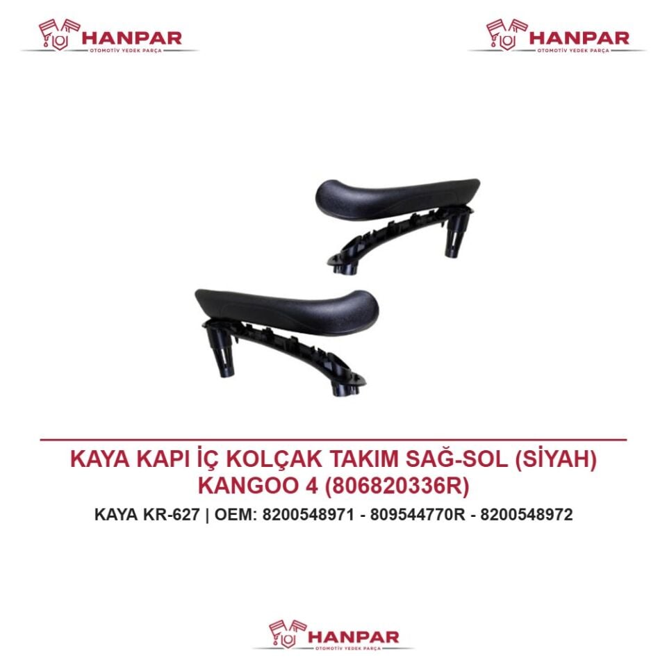 KAYA KAPI İÇ KOLÇAK TAKIM SAĞ-SOL (SİYAH) KANGOO 4 (806820336R)