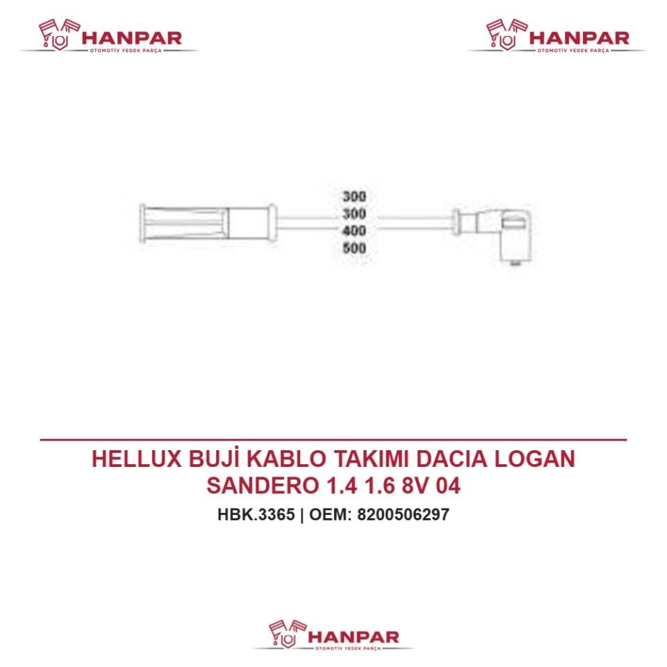 HELLUX BUJİ KABLO TAKIMI DACIA LOGAN SANDERO 1.4 1.6 8V 04
