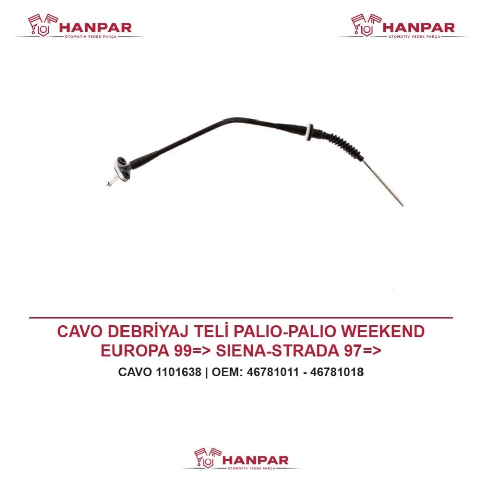 CAVO DEBRİYAJ TELİ PALIO-PALIO WEEKEND EUROPA 99=> SIENA-STRADA 97=>