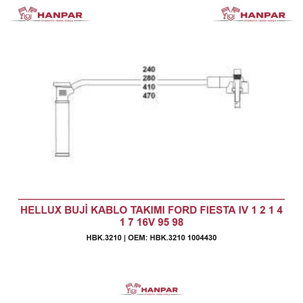HELLUX BUJİ KABLO TAKIMI FORD FIESTA IV 1 2 1 4 1 7 16V 95 98
