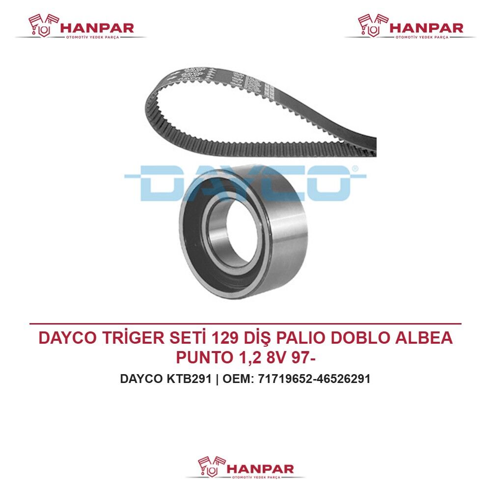DAYCO TRİGER SETİ 129 DİŞ PALIO DOBLO ALBEA PUNTO 1,2 8V 97-