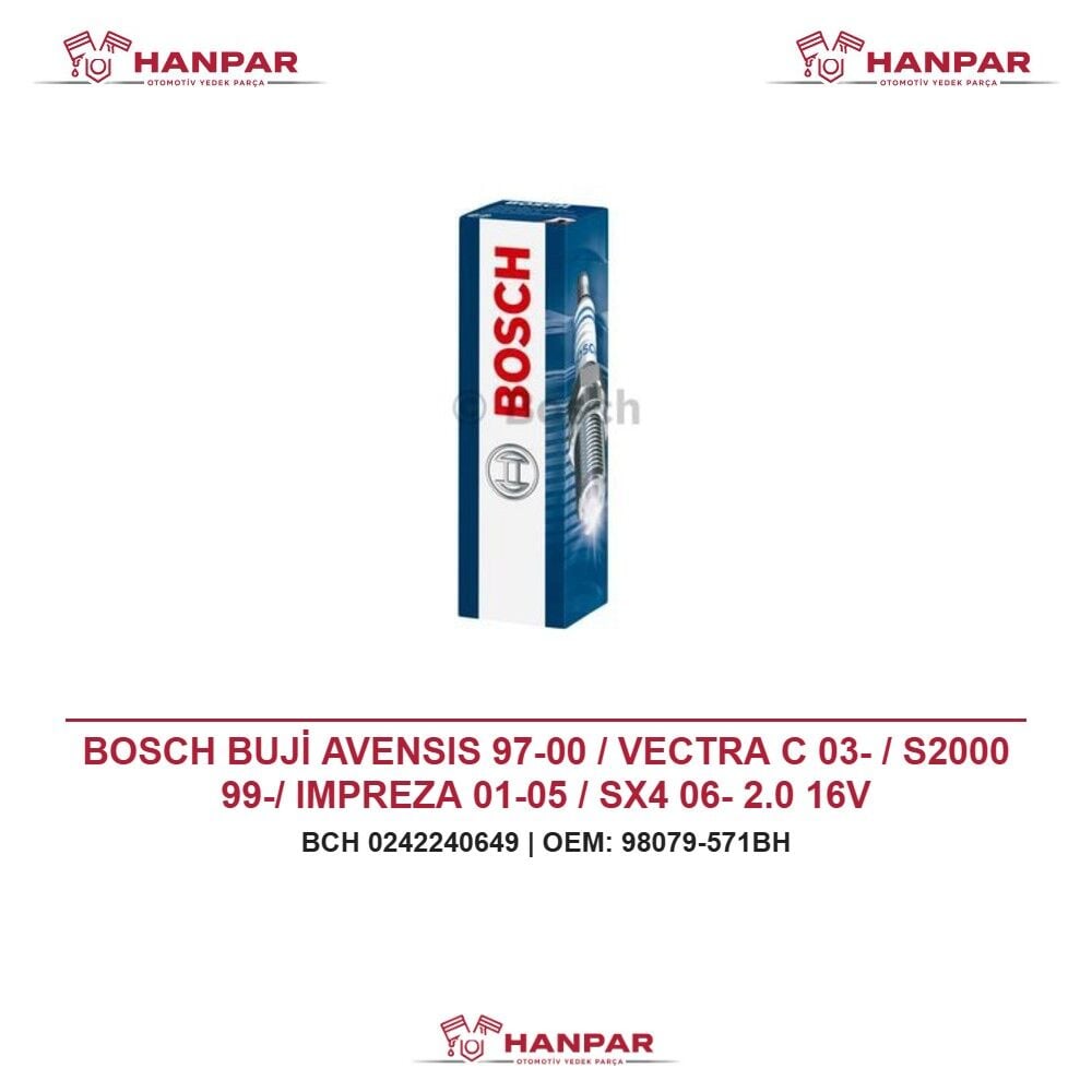 BOSCH BUJİ AVENSIS 97-00 / VECTRA C 03- / S2000 99-/ IMPREZA 01-05 / SX4 06- 2.0 16V