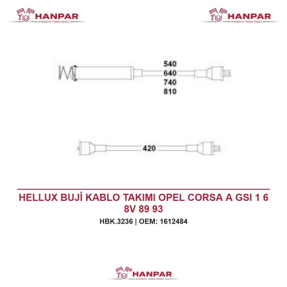 HELLUX BUJİ KABLO TAKIMI OPEL CORSA A GSI 1 6 8V 89 93