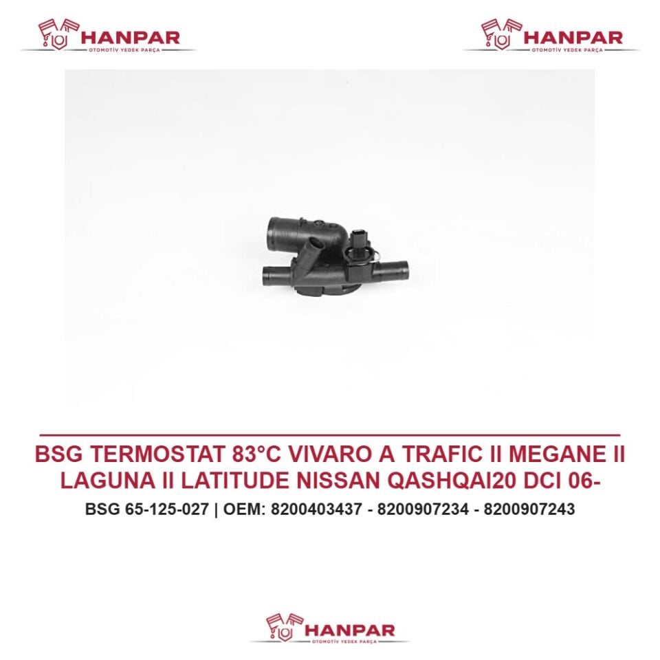 BSG TERMOSTAT 83°C VIVARO A TRAFIC II MEGANE II LAGUNA II LATITUDE NISSAN QASHQAI20 DCI 06-