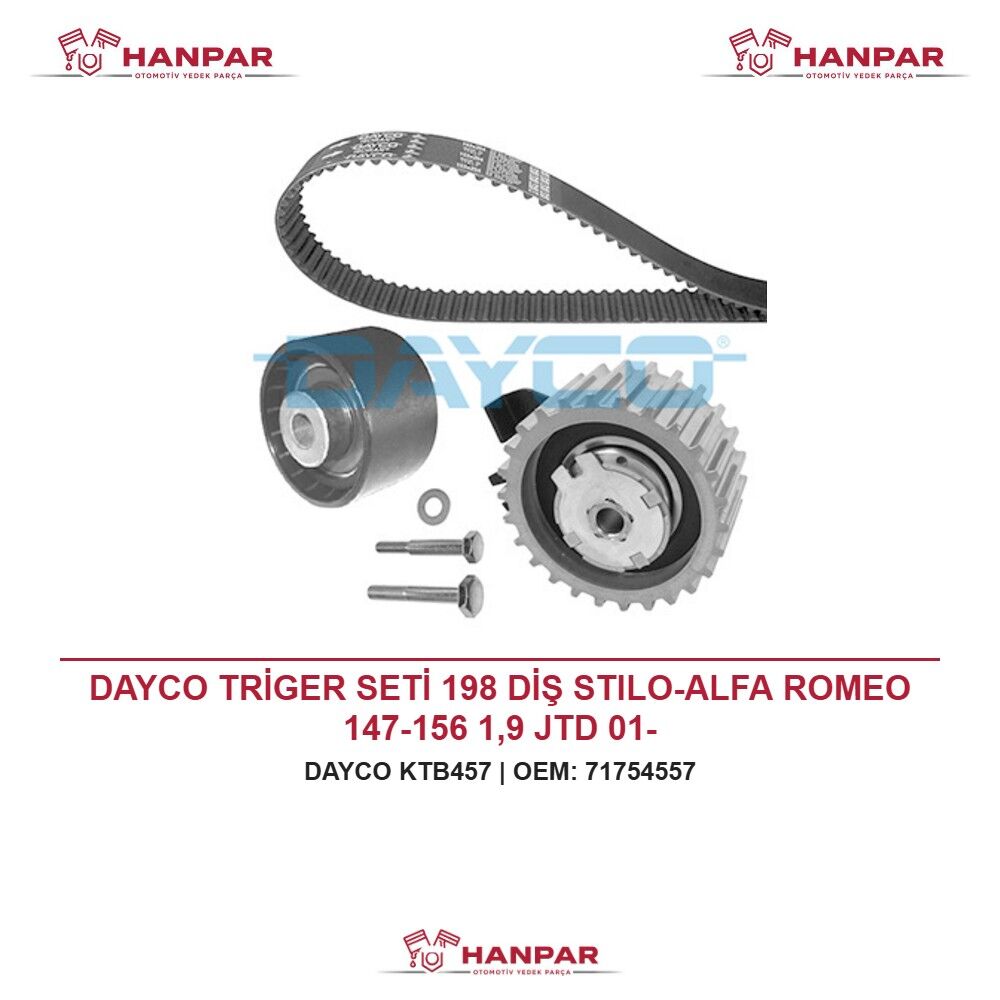 DAYCO TRİGER SETİ 198 DİŞ STILO-ALFA ROMEO 147-156 1,9 JTD 01-