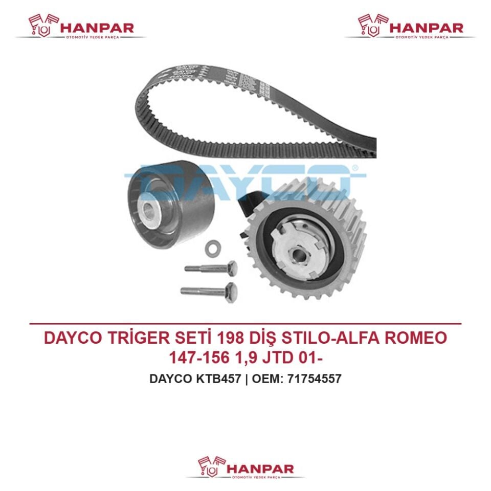 DAYCO TRİGER SETİ 198 DİŞ STILO-ALFA ROMEO 147-156 1,9 JTD 01-