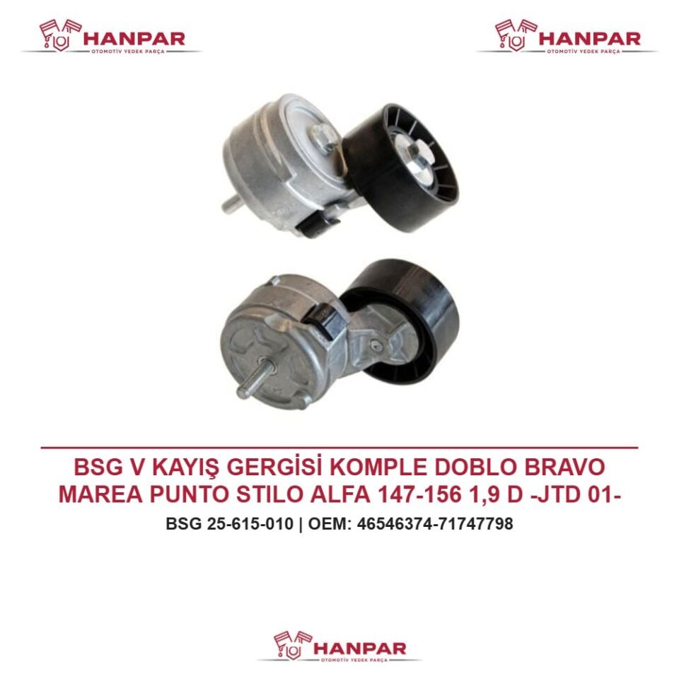 BSG V KAYIŞ GERGİSİ KOMPLE DOBLO BRAVO MAREA PUNTO STILO ALFA 147-156 1,9 D -JTD 01-