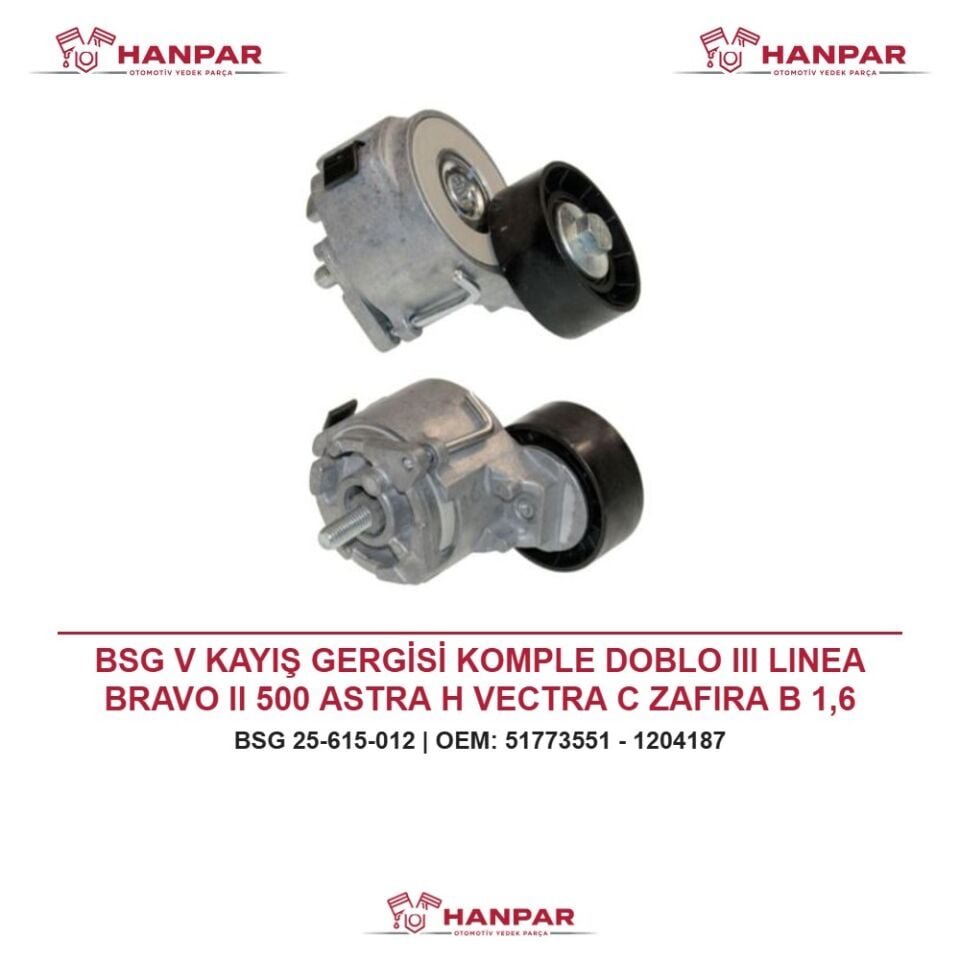 BSG V KAYIŞ GERGİSİ KOMPLE DOBLO III LINEA BRAVO II 500 ASTRA H VECTRA C ZAFIRA B 1,6 MJET-Z19DT 2,0 MJET 07-