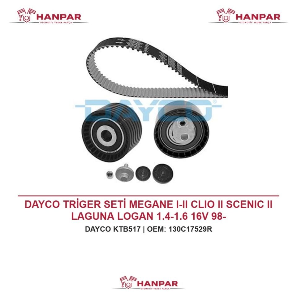 DAYCO TRİGER SETİ MEGANE I-II CLIO II SCENIC II LAGUNA LOGAN 1.4-1.6 16V 98-
