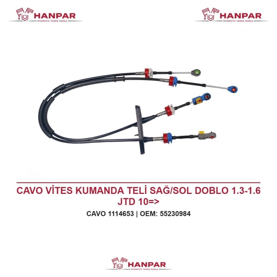 CAVO VİTES KUMANDA TELİ SAĞ/SOL DOBLO 1.3-1.6 JTD 10=>