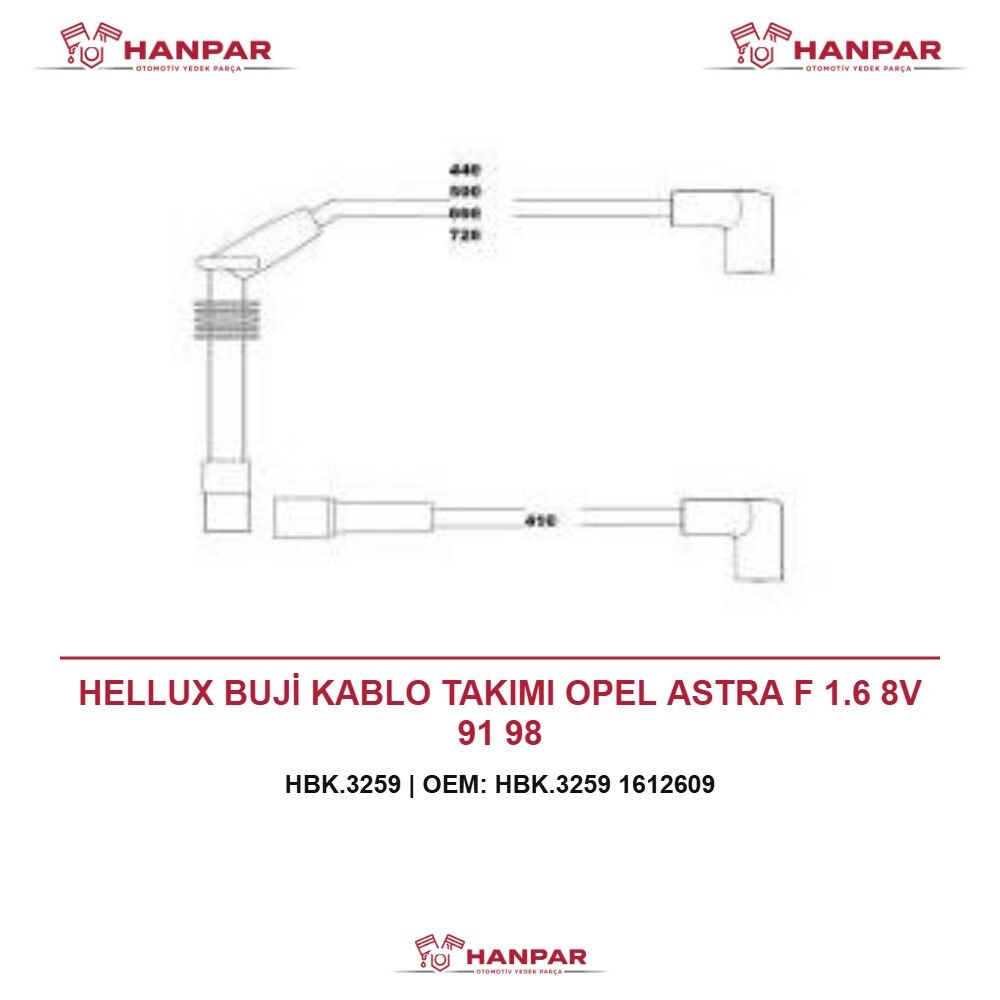 HELLUX BUJİ KABLO TAKIMI OPEL ASTRA F 1.6 8V 91 98