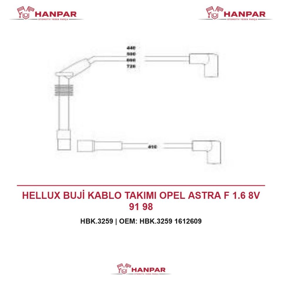 HELLUX BUJİ KABLO TAKIMI OPEL ASTRA F 1.6 8V 91 98