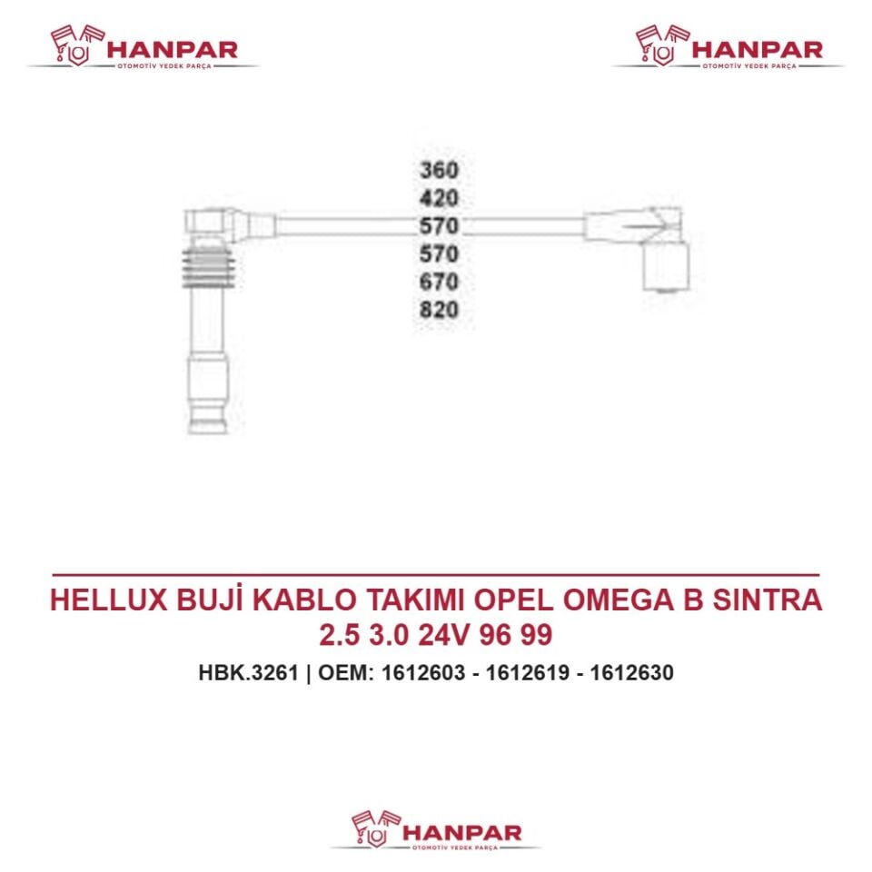HELLUX BUJİ KABLO TAKIMI OPEL OMEGA B SINTRA 2.5 3.0 24V 96 99