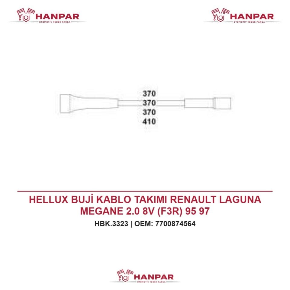 HELLUX BUJİ KABLO TAKIMI RENAULT LAGUNA MEGANE 2.0 8V (F3R) 95 97