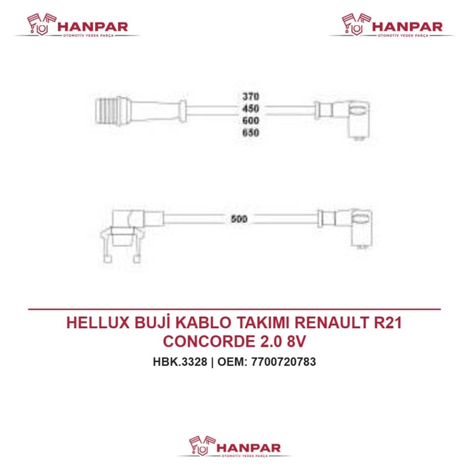 HELLUX BUJİ KABLO TAKIMI RENAULT R21 CONCORDE 2.0 8V