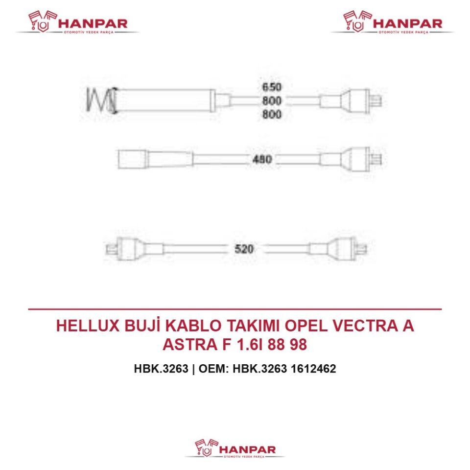 HELLUX BUJİ KABLO TAKIMI OPEL VECTRA A ASTRA F 1.6I 88 98