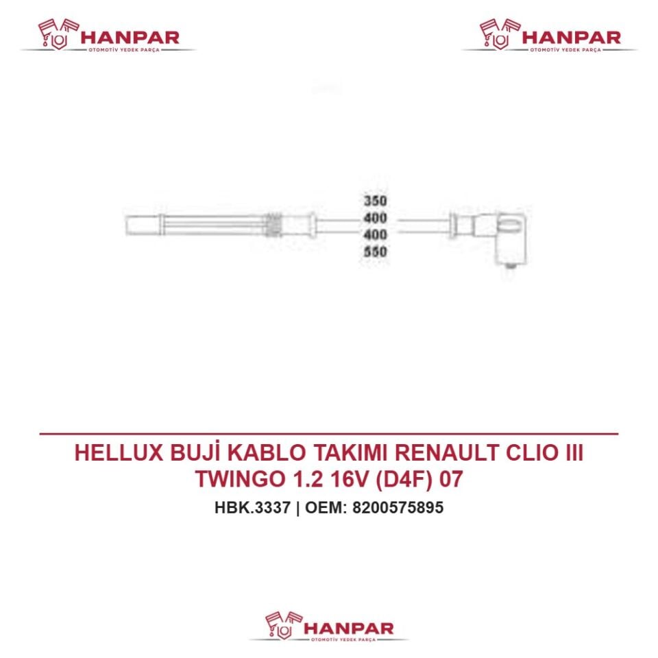 HELLUX BUJİ KABLO TAKIMI RENAULT CLIO III TWINGO 1.2 16V (D4F) 07
