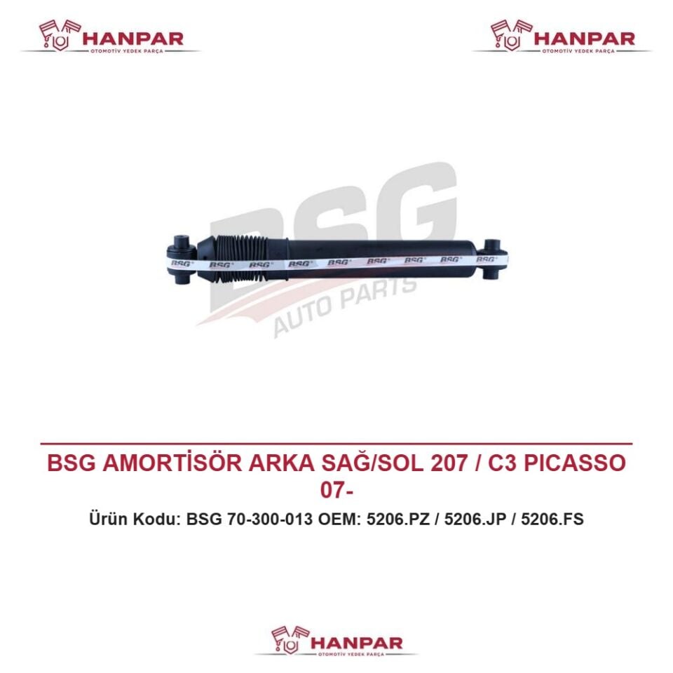 BSG AMORTİSÖR ARKA SAĞ/SOL 207 / C3 PICASSO 07-