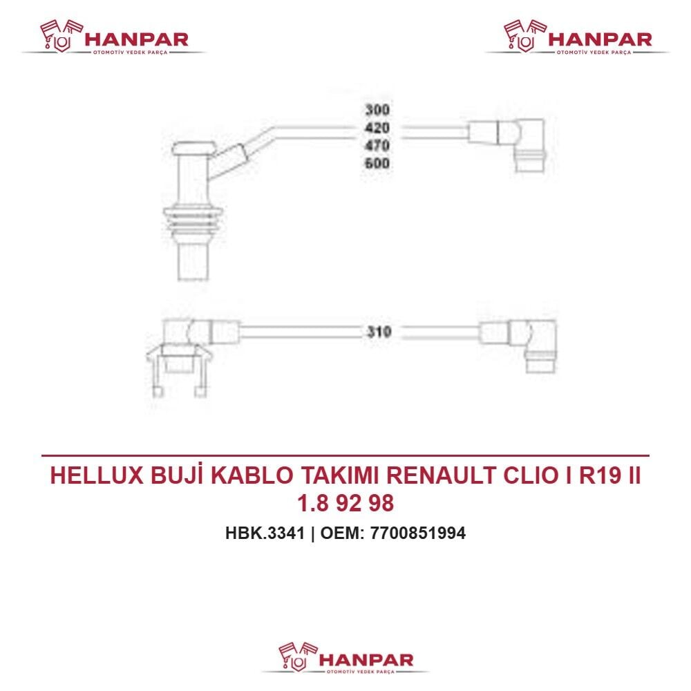HELLUX BUJİ KABLO TAKIMI RENAULT CLIO I R19 II 1.8 92 98