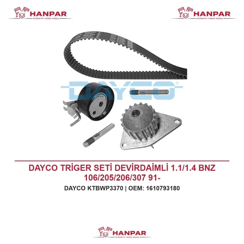DAYCO TRİGER SETİ DEVİRDAİMLİ 1.1/1.4 BNZ 106/205/206/307 91-