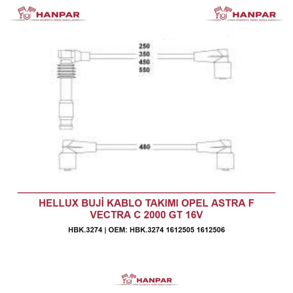 HELLUX BUJİ KABLO TAKIMI OPEL ASTRA F VECTRA C 2000 GT 16V