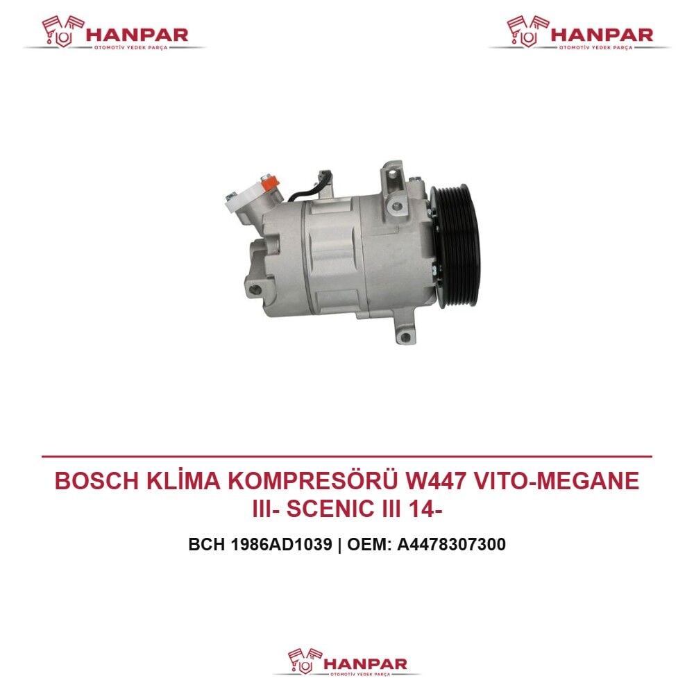 BOSCH KLİMA KOMPRESÖRÜ W447 VITO-MEGANE III- SCENIC III 14-